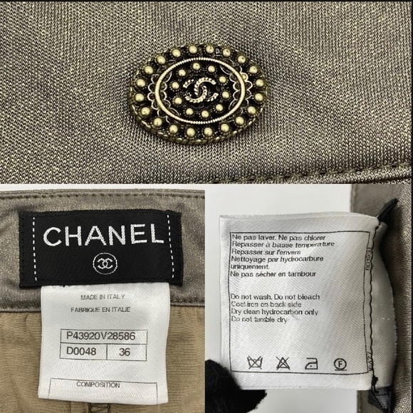 CHANEL GOLD SHIMMER LEGGINGS Pants sz 36 - Picture 9 of 16